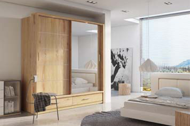 Alpha Small Sliderobe 2.0m - Oak Shetland