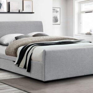 Capri Fabric Bed with 2 Drawers - Light Grey Linen