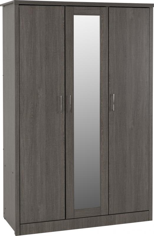 Lisbon 3 Door Wardrobe in Black - Image 2