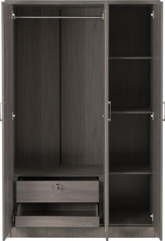 Lisbon 3 Door Wardrobe in Black - Image 3