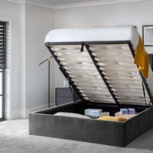 Langham Scalloped Headboard Storage Bed - Grey