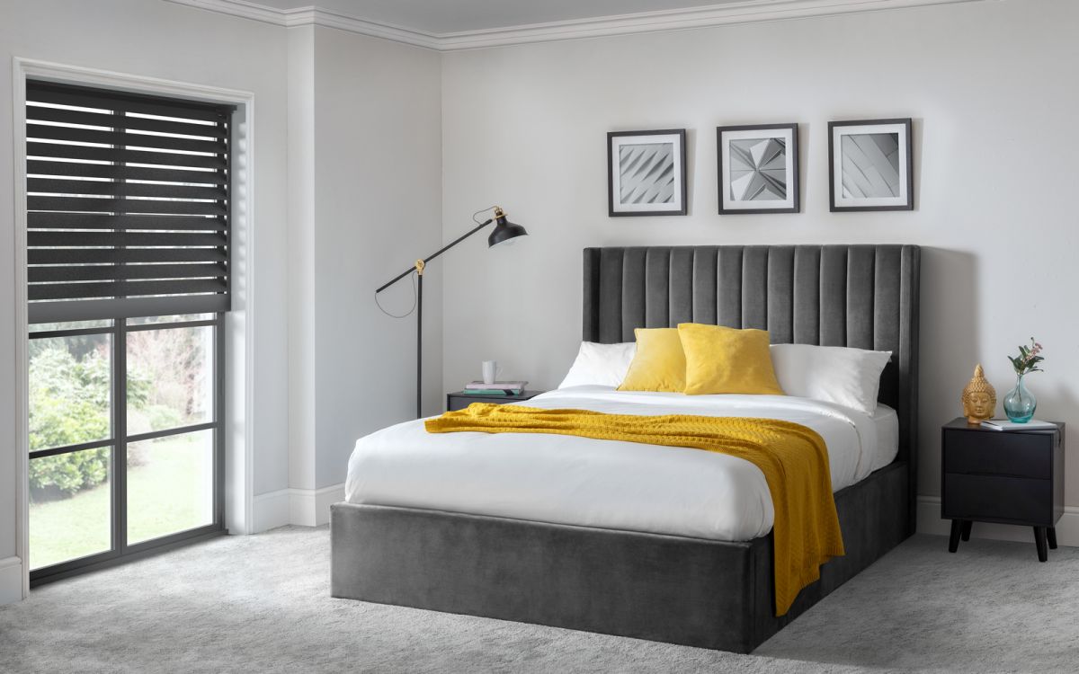 Langham Scalloped Headboard Storage Bed - Grey - Image 2