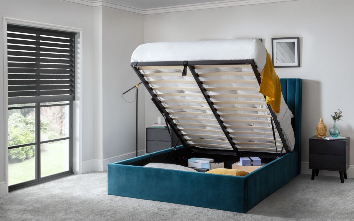Langham Scalloped Headboard Storage Bed - Teal - Image 4