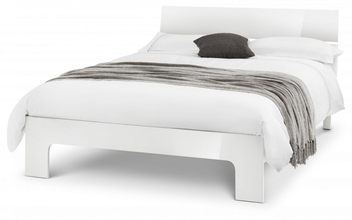 Manhattan High Gloss Bed - White - Image 3
