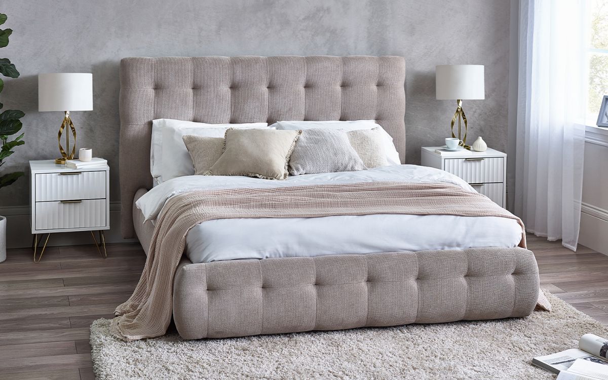 Odette Upholstery Bed - Light Taupe
