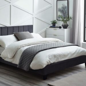 Rosa Velvet Bed - Grey