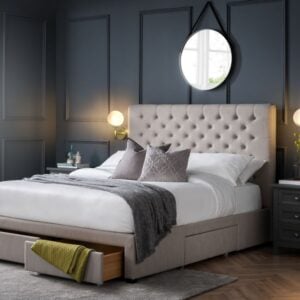 Wilton Deep Buttoned 4 Drawer Bed - Grey